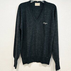 Vintage Hogan V-Neck Sweater Dark Grey Dupont Orlon Acrylic Made in USA Mens Med